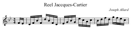 Reel Jaccques-Cartier - staff notation