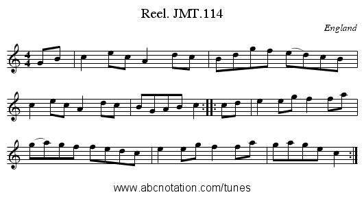 Reel. JMT.114 - staff notation