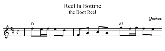 Reel la Bottine - staff notation