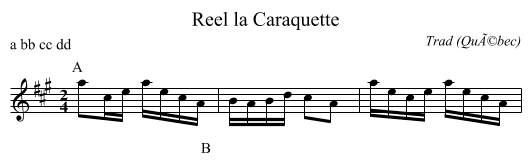 Reel la Caraquette - staff notation