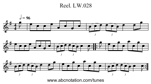 Reel. LW.028 - staff notation