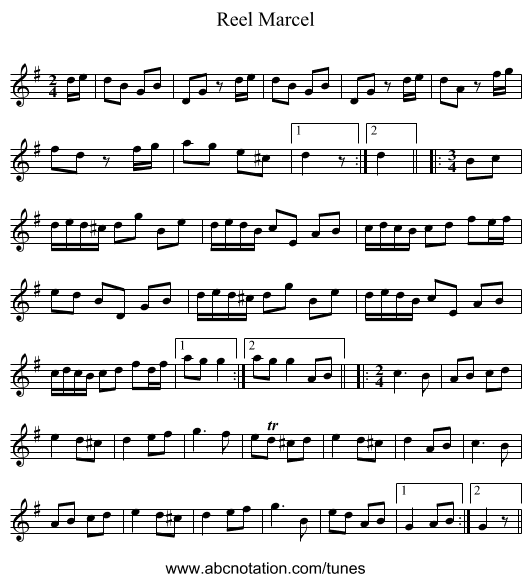 Reel Marcel - staff notation