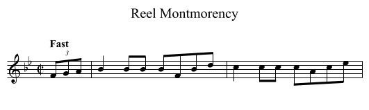 Reel Montmorency - staff notation