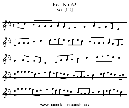 Reel No. 62 - staff notation