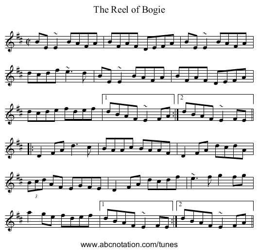 Reel of Bogie, The - staff notation
