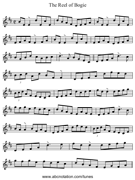 Reel of Bogie, The - staff notation