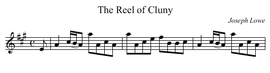 Reel of Cluny, The - staff notation