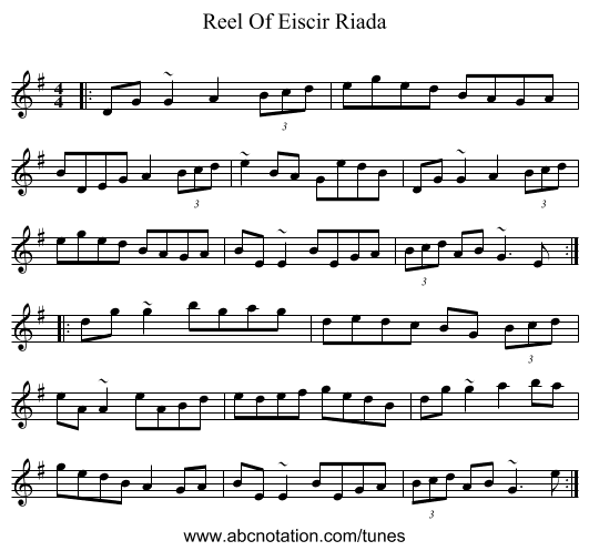 Reel Of Eiscir Riada - staff notation
