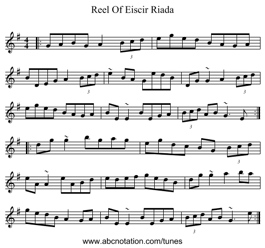 Reel Of Eiscir Riada - staff notation