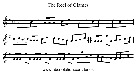 Reel of Glames, The - staff notation