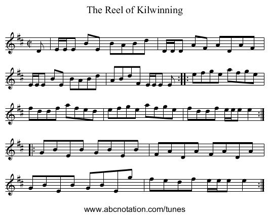 Reel of Kilwinning, The - staff notation