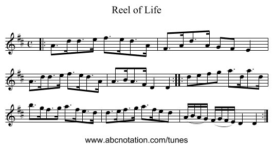Reel of Life - staff notation