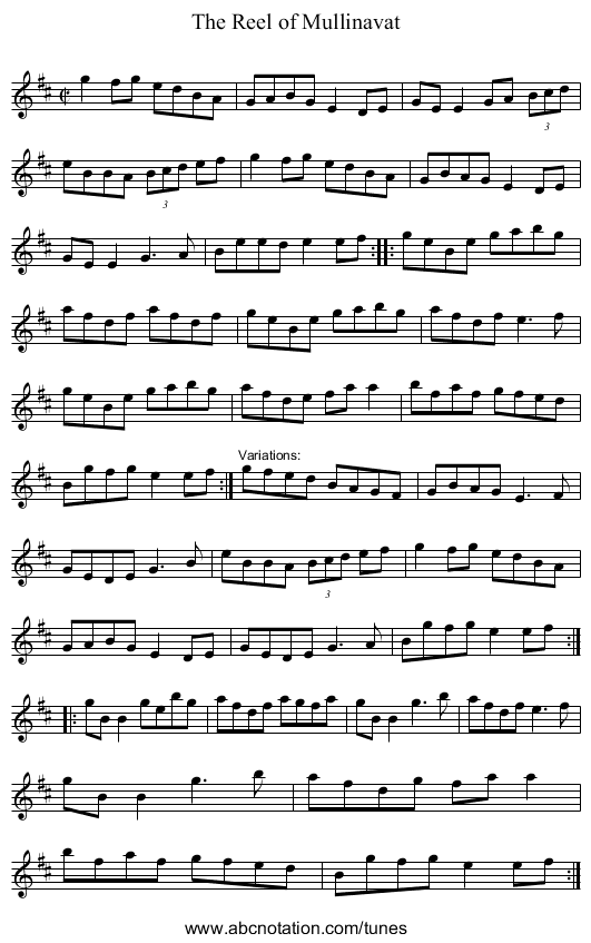 Reel of Mullinavat, The - staff notation