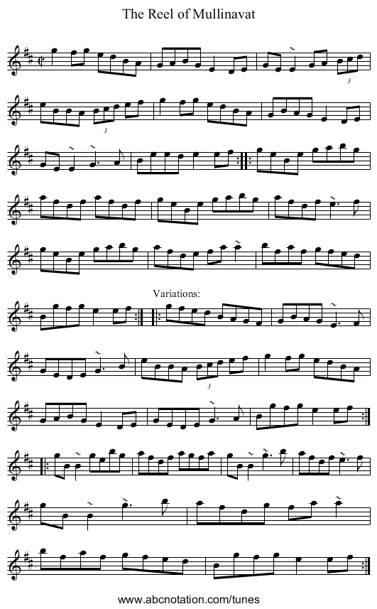 Reel of Mullinavat, The - staff notation