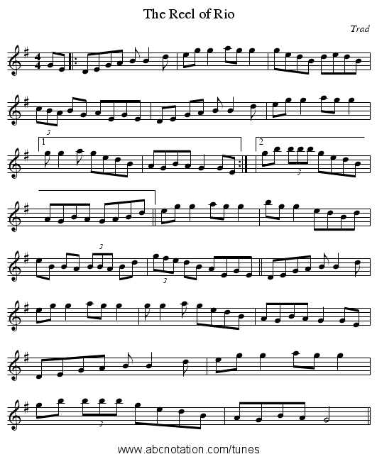 Reel of Rio, The - staff notation