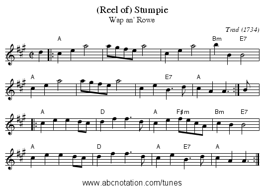 (Reel of) Stumpie - staff notation