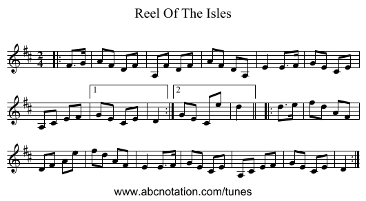 Reel Of The Isles - staff notation