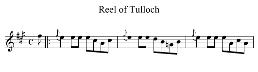 Reel of Tulloch - staff notation