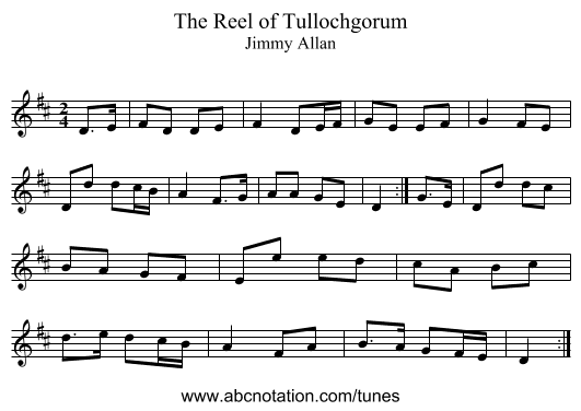 Reel of Tullochgorum, The - staff notation