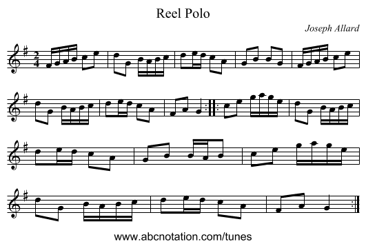 Reel Polo - staff notation