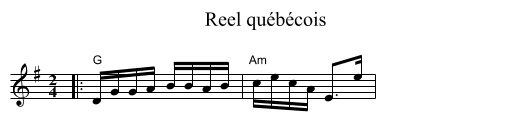 Reel québécois - staff notation