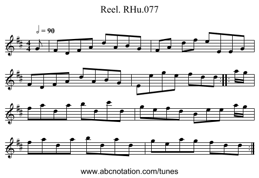 Reel. RHu.077 - staff notation