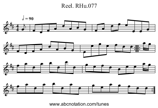 Reel. RHu.077 - staff notation
