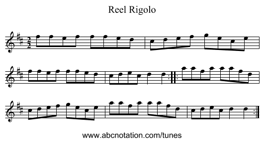 Reel Rigolo - staff notation