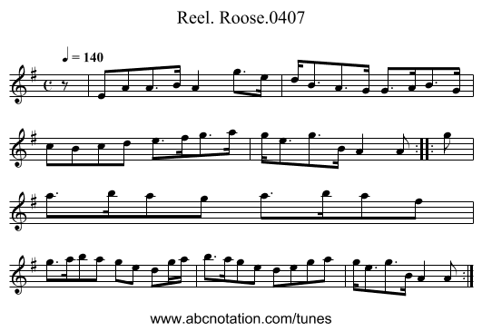 Reel. Roose.0407 - staff notation