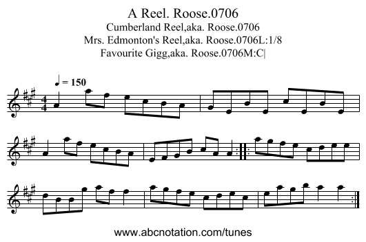 Reel. Roose.0706, A - staff notation