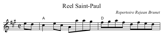 Reel Saint-Paul - staff notation