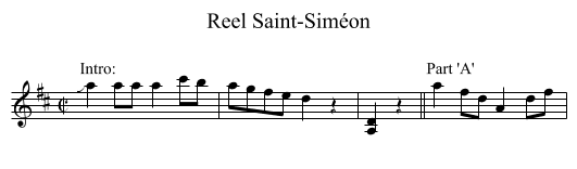 Reel Saint-Siméon - staff notation