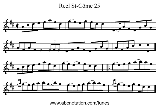 Reel St-Côme 25 - staff notation
