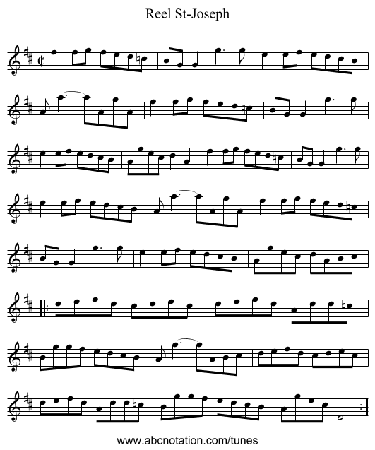 Reel St-Joseph - staff notation