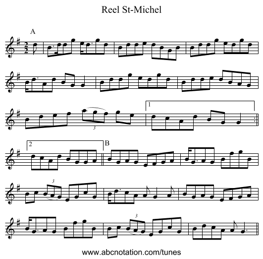 Reel St-Michel - staff notation