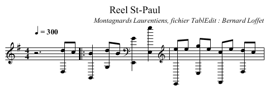 Reel St-Paul - staff notation