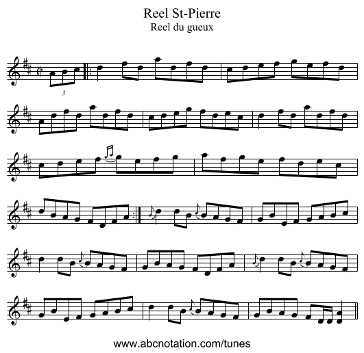 Reel St-Pierre - staff notation