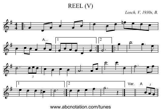 REEL (V) - staff notation