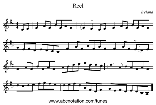 Reel - staff notation