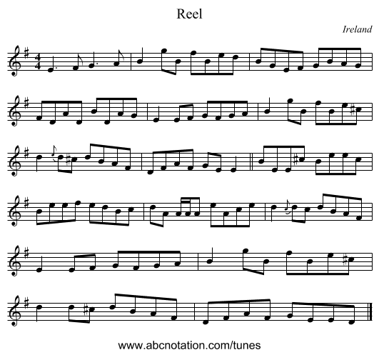 Reel - staff notation