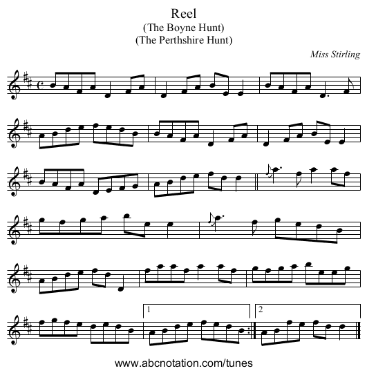 Reel - staff notation