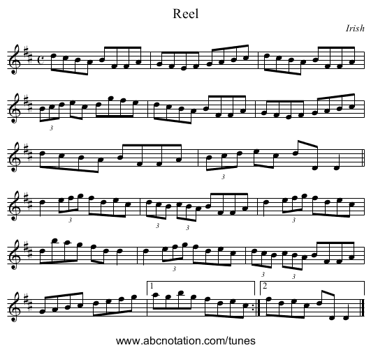 Reel - staff notation