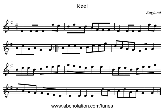 Reel - staff notation