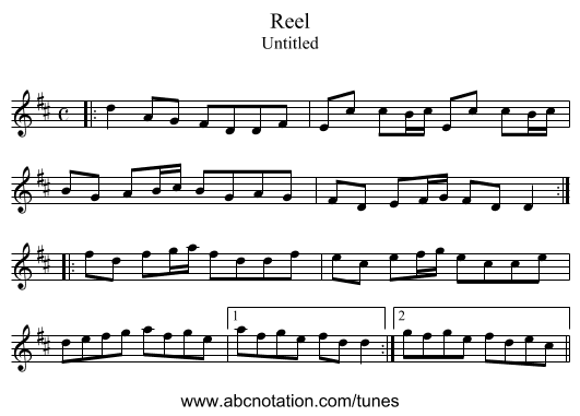 Reel - staff notation
