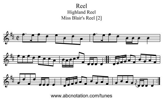 Reel - staff notation