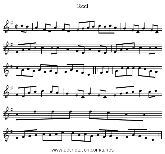 Reel - staff notation