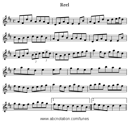 Reel - staff notation