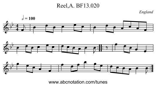 Reel,A. BF13.020 - staff notation
