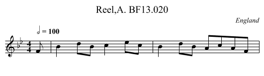 Reel,A. BF13.020 - staff notation