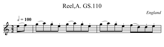 Reel,A. GS.110 - staff notation